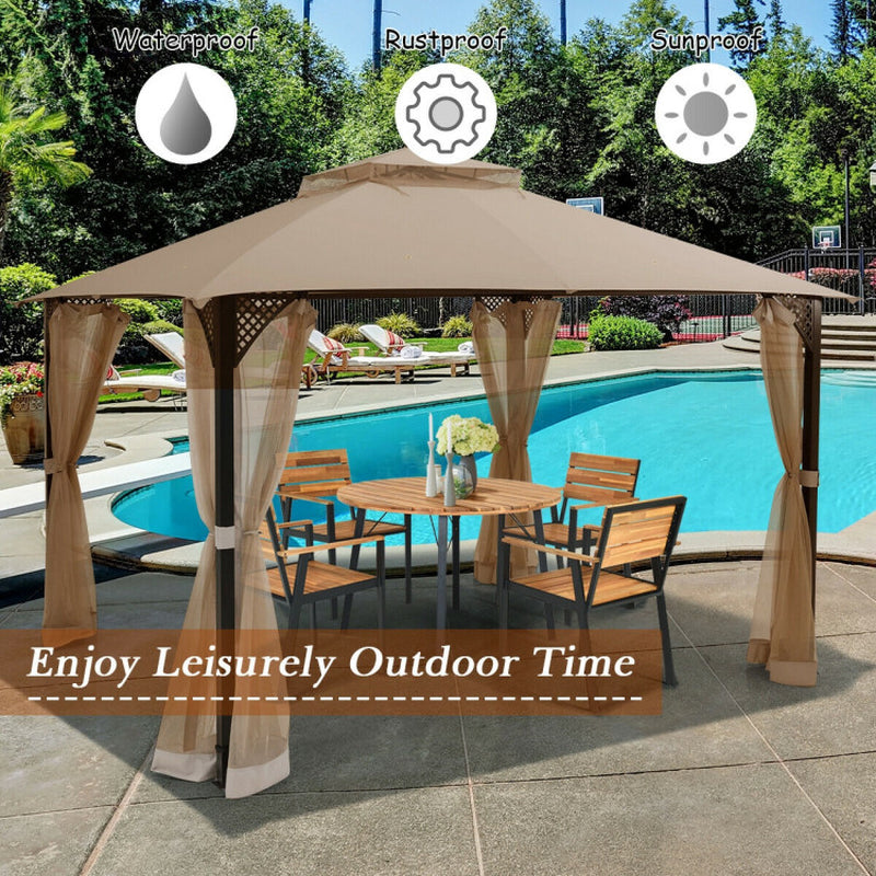12x10 Feet Outdoor Gazebo With Netting For Patio Use