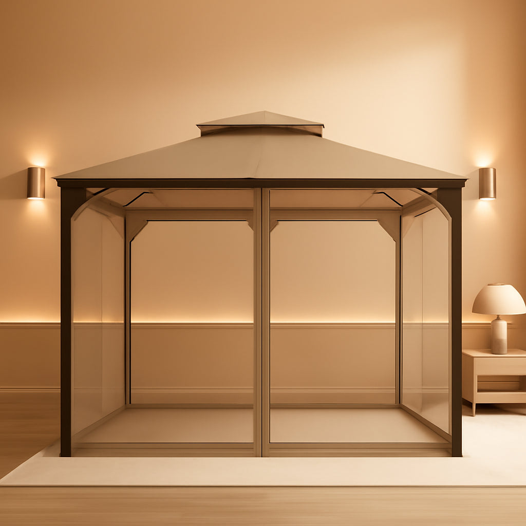 12x10 Feet Outdoor Gazebo With Netting For Patio Use