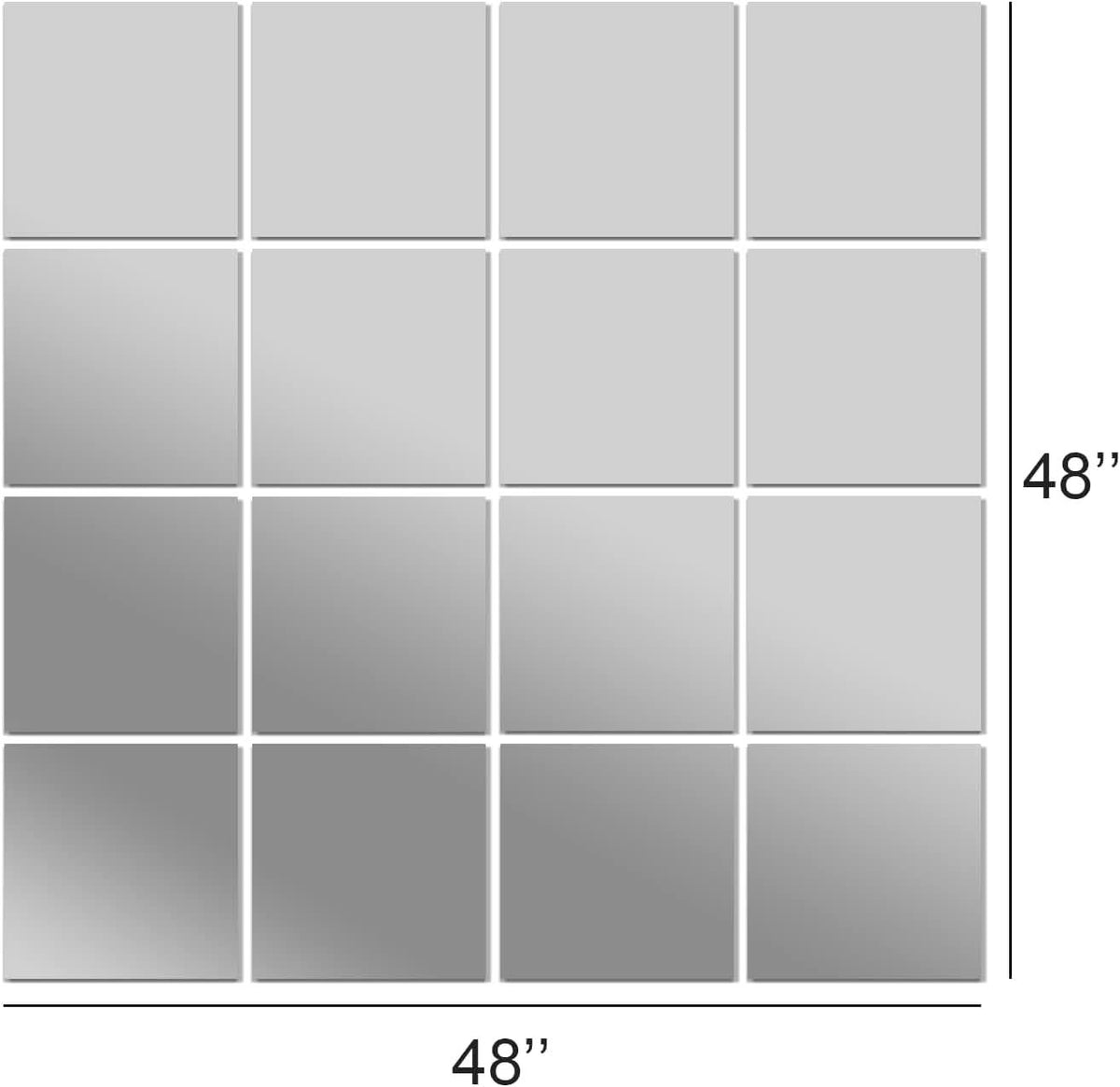 12x12 Inch Glass Mirror Tiles 16 Pack For Home Gym Wall