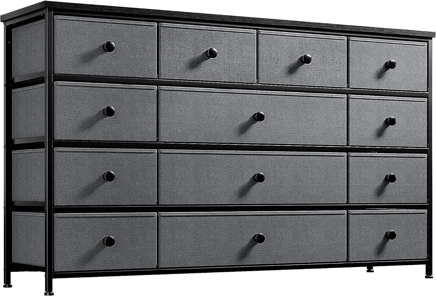 13 Drawer Dresser In Dark Grey For Bedroom Storage