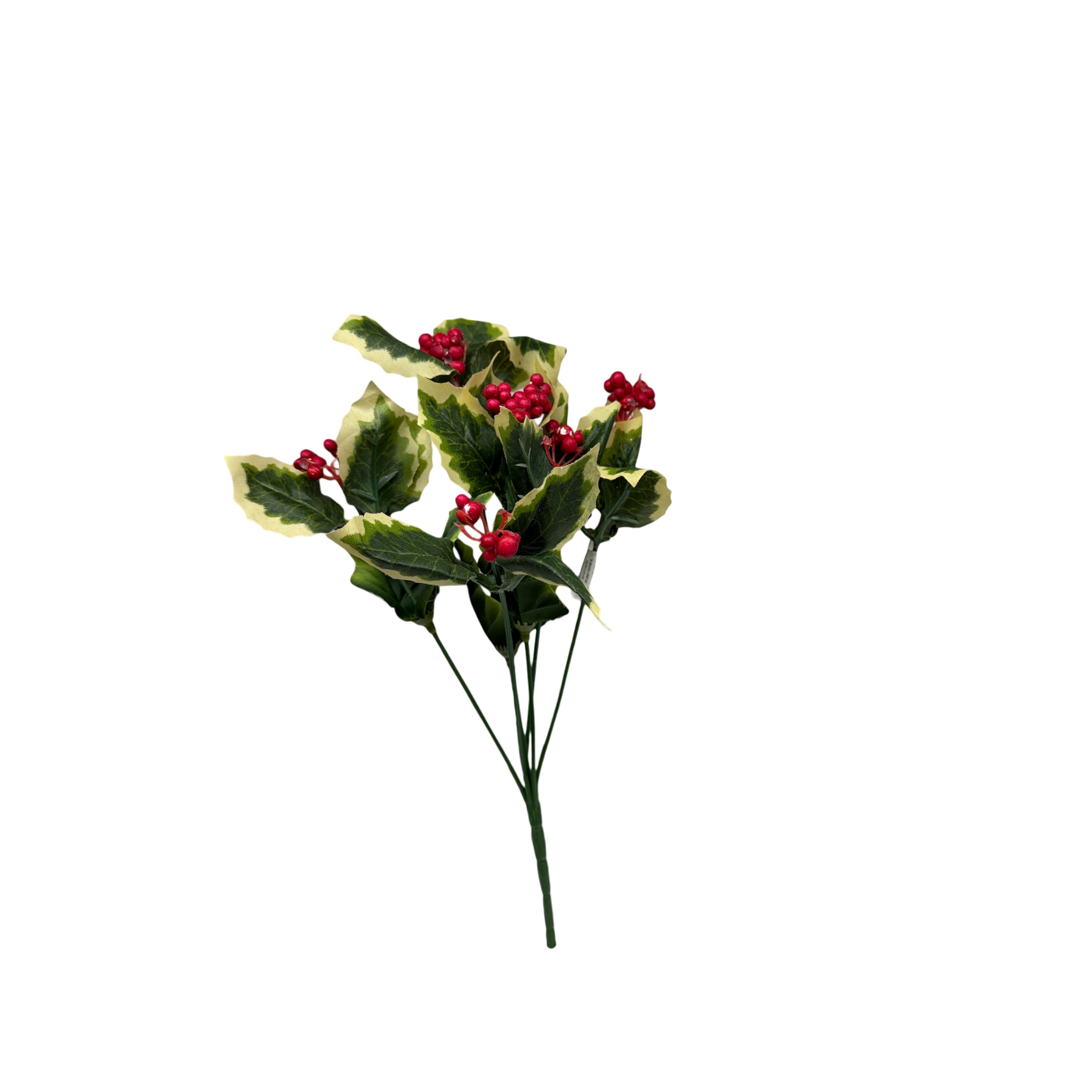 13-Inch Faux Green Holly With Red Berries