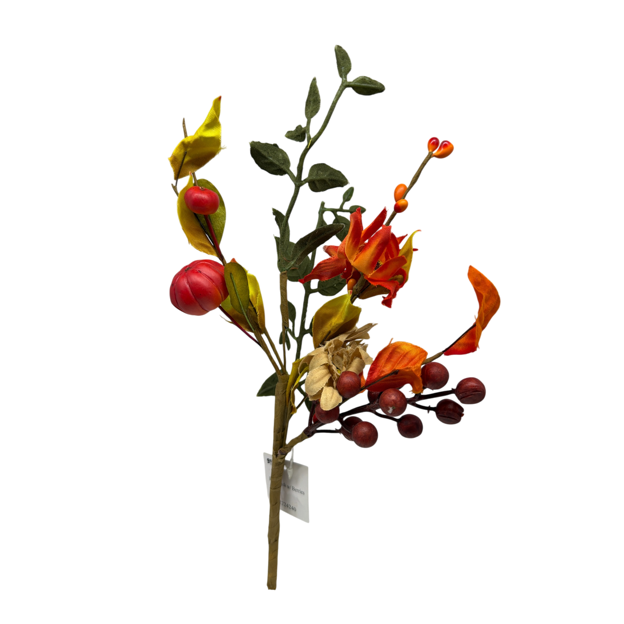 13 inch Faux Autumn Floral Pick With Berries