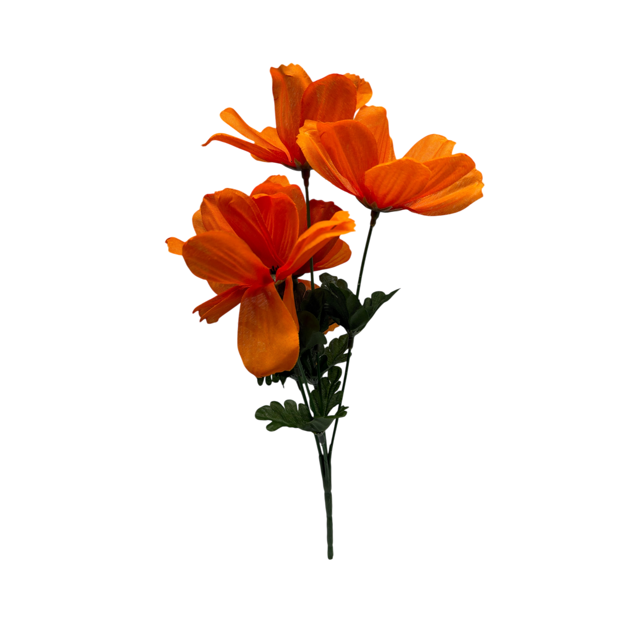 13 inch Faux Orange Cosmos Flower Bouquet