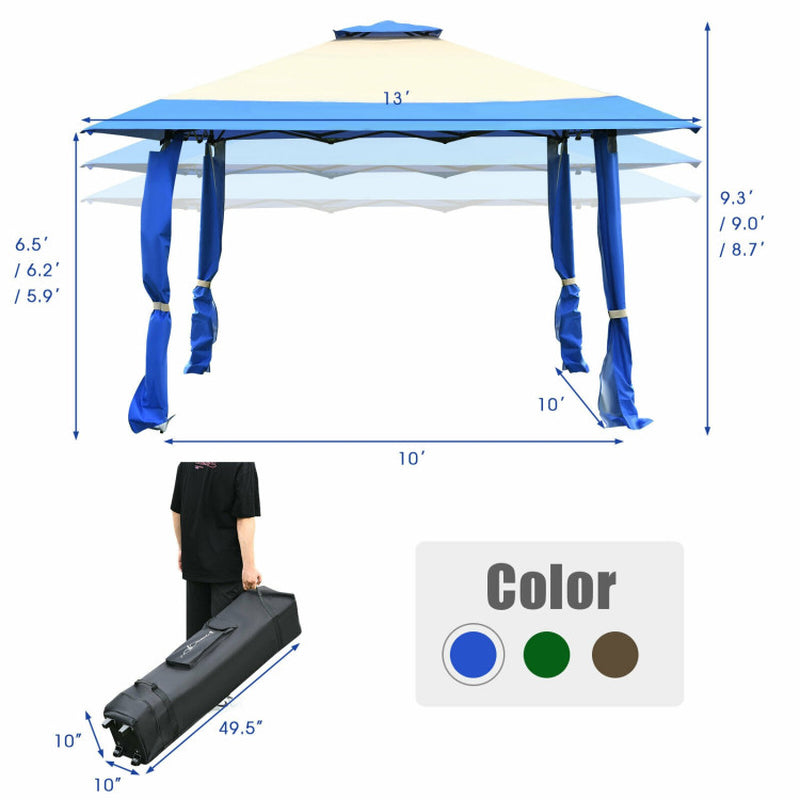 13x13 Feet Pop Up Gazebo Tent With Carry Bag For Patio