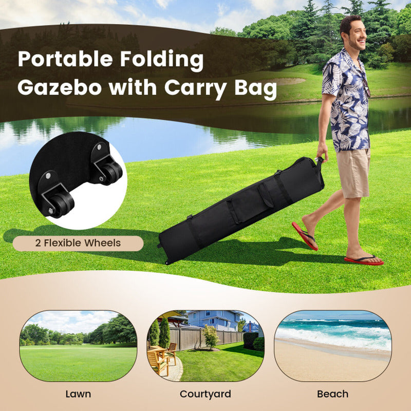 13x13 Pop Up Gazebo Canopy Tent With Mesh Sidewalls