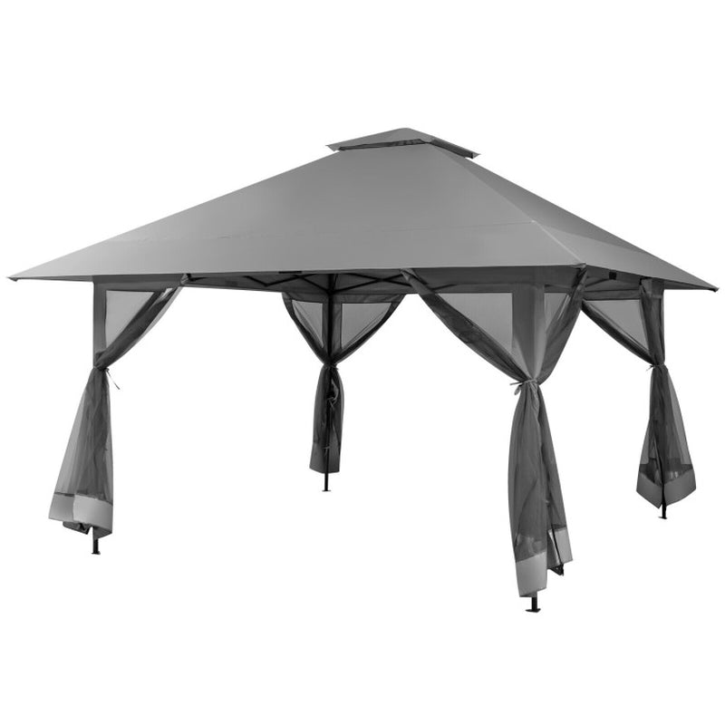 13x13 Pop Up Gazebo Canopy Tent With Mesh Sidewalls