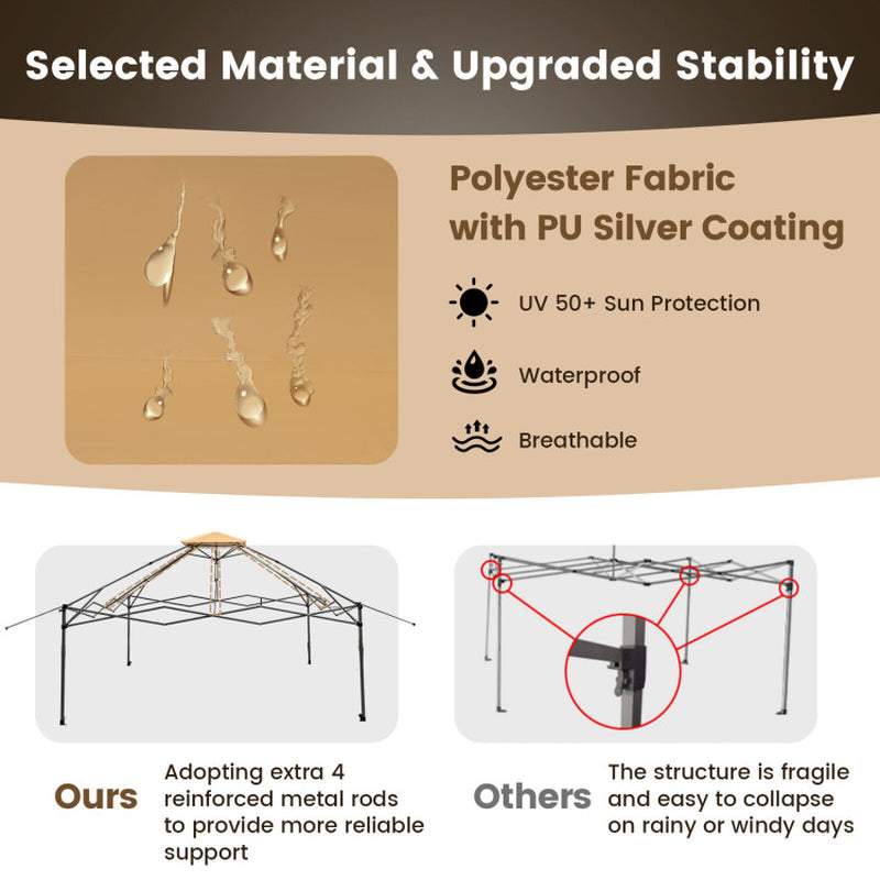 13x13 Pop Up Gazebo Canopy Tent With Mesh Sidewalls