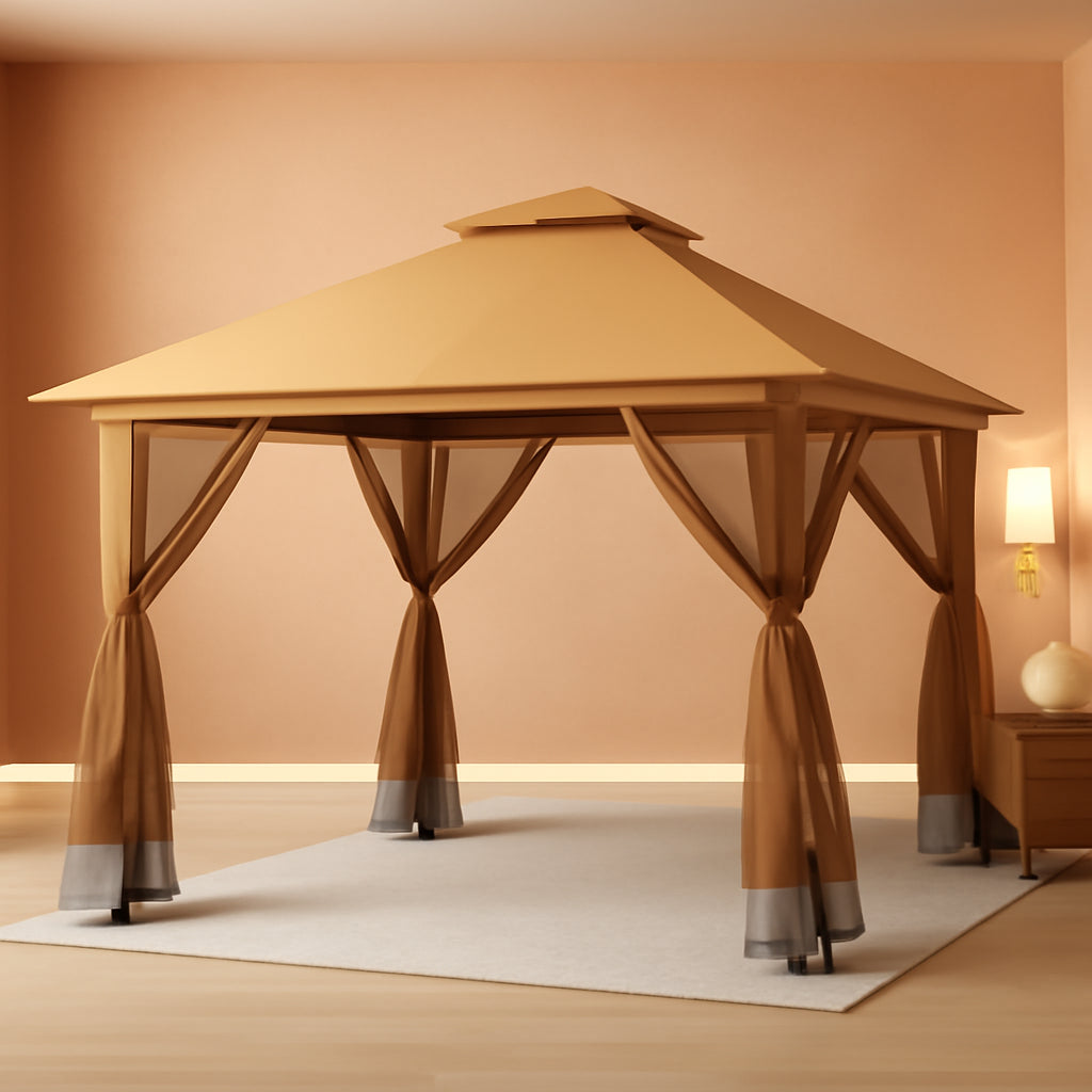 13x13 Pop Up Gazebo Canopy Tent With Mesh Sidewalls