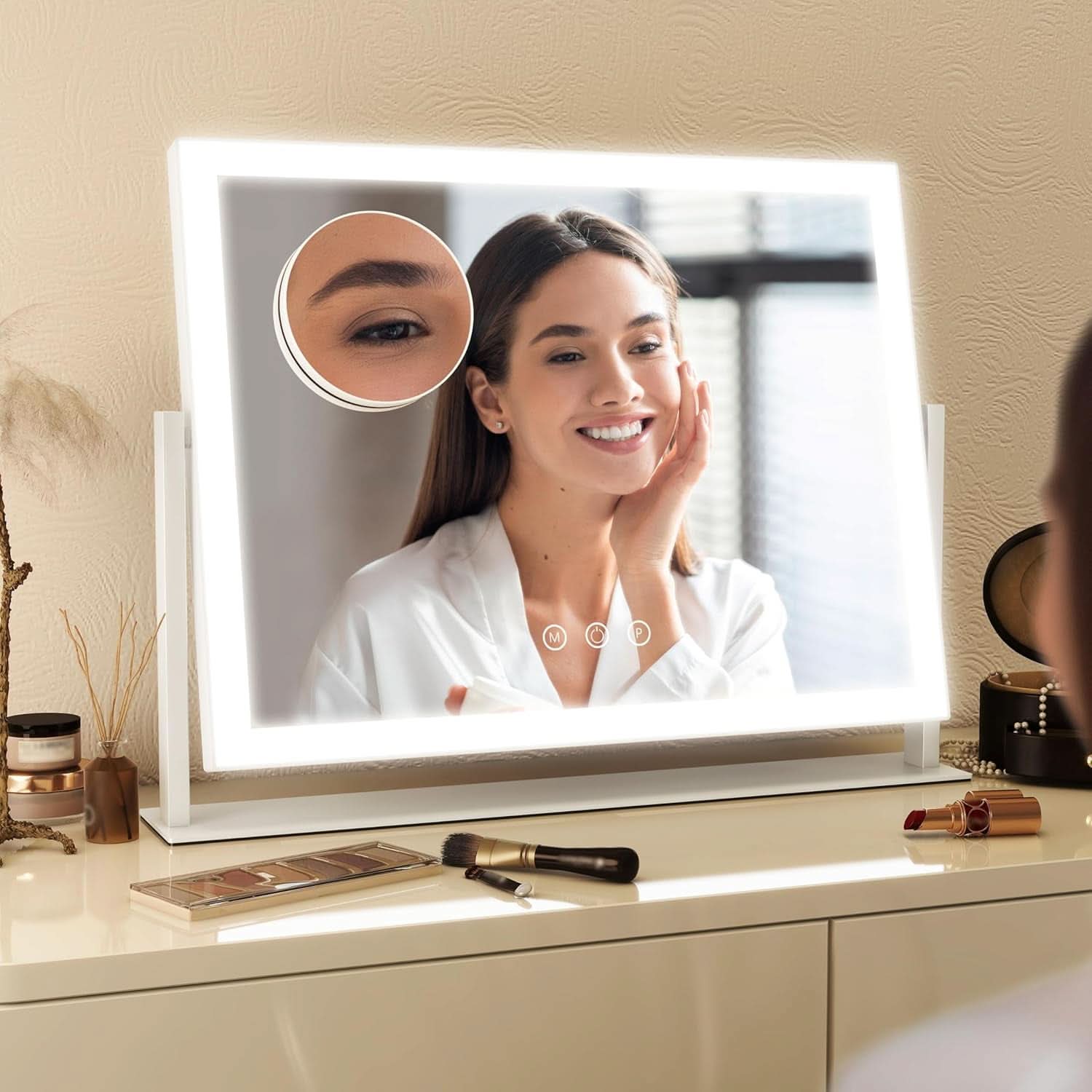 13x17 Makeup Vanity Mirror With Lights Dimmable Touch Screen