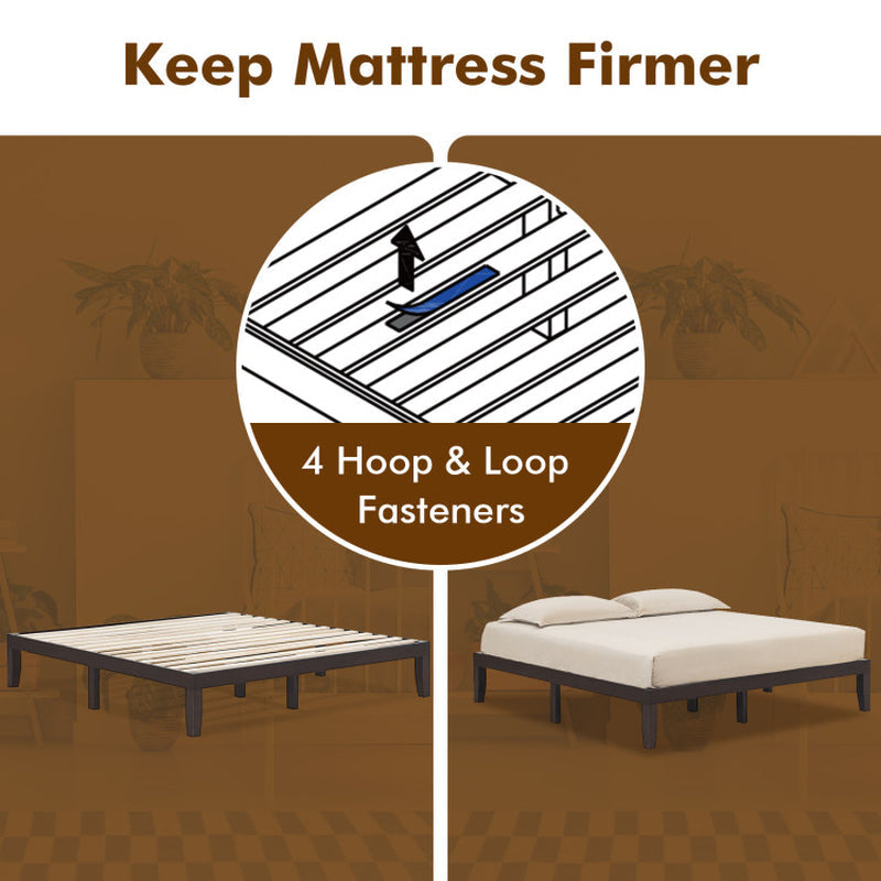 14 King Size Rubber Wood Platform Bed Frame Slat Support