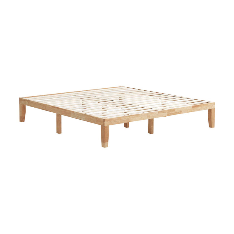 14 King Size Rubber Wood Platform Bed Frame Slat Support