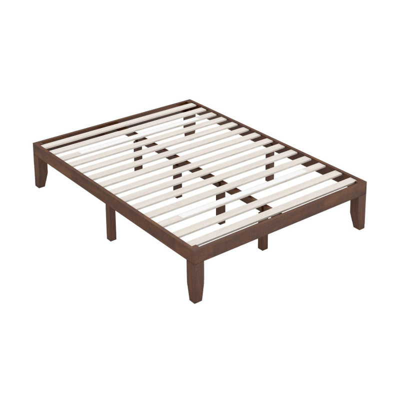 14 King Size Rubber Wood Platform Bed Frame Slat Support