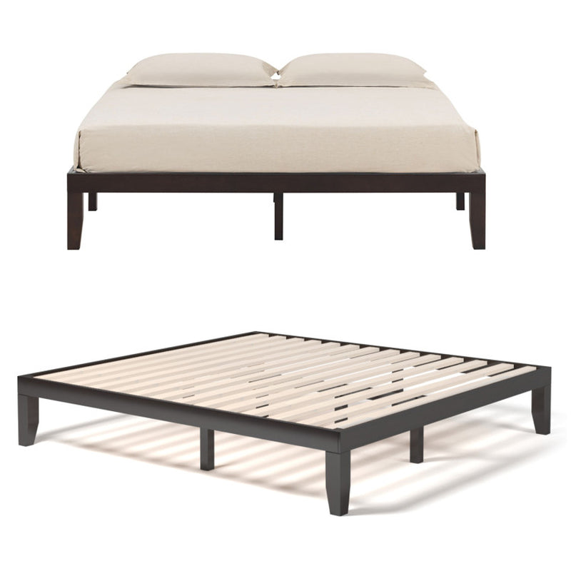 14 King Size Rubber Wood Platform Bed Frame Slat Support
