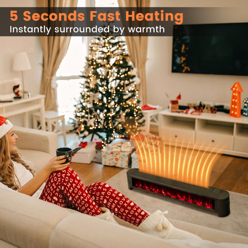 1400W Baseboard Electric Heater With Multicolor Flame