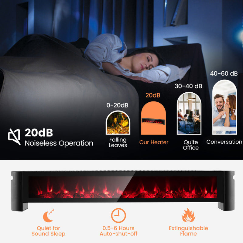 1400W Baseboard Electric Heater With Multicolor Flame