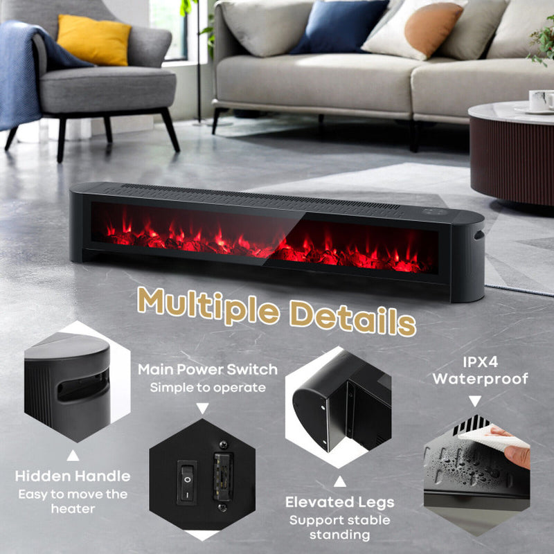 1400W Baseboard Electric Heater With Multicolor Flame