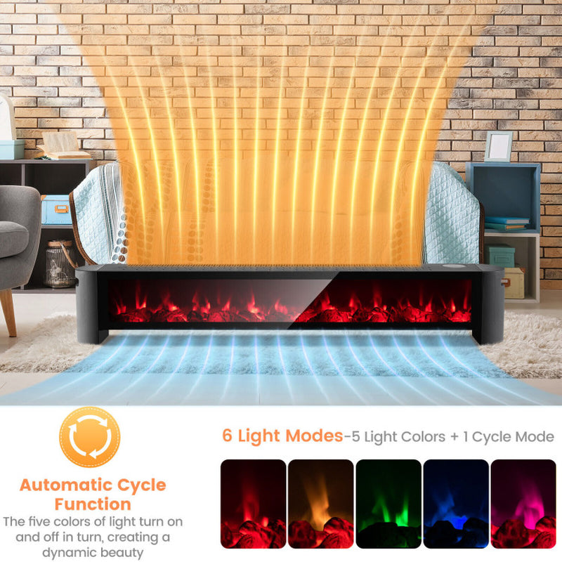 1400W Baseboard Electric Heater With Multicolor Flame