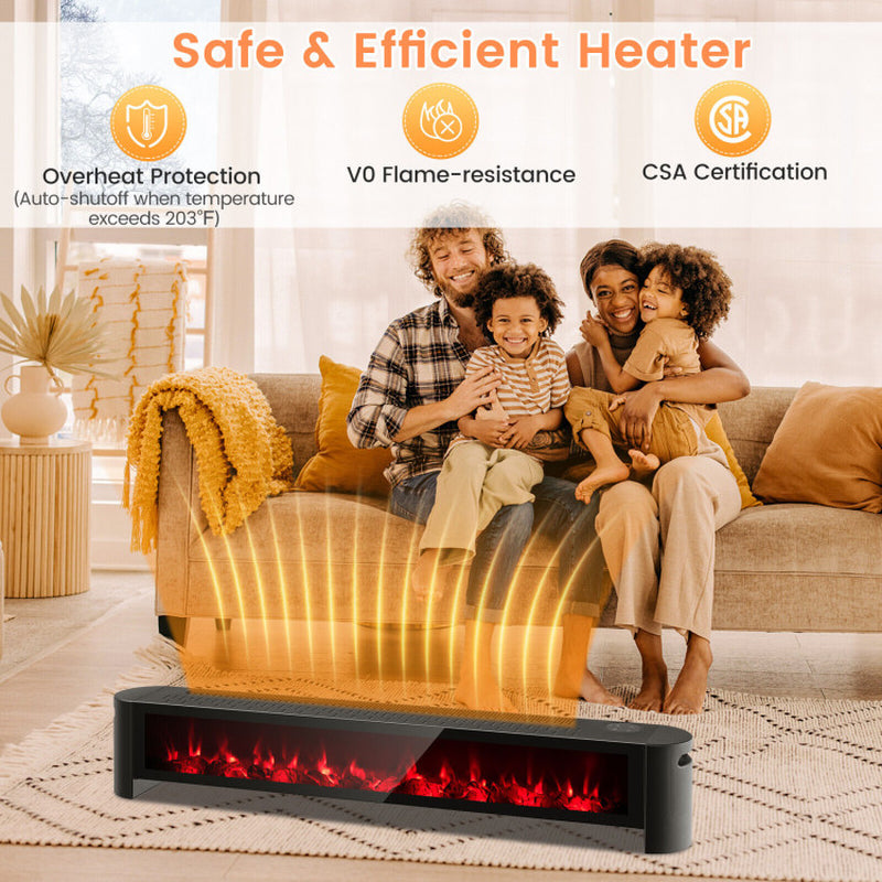 1400W Baseboard Electric Heater With Multicolor Flame