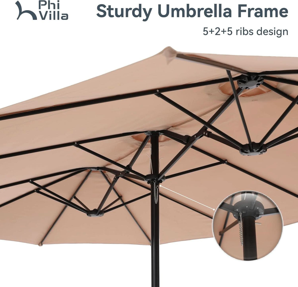 15 Foot Double Sided Patio Umbrella For Outdoor Shade