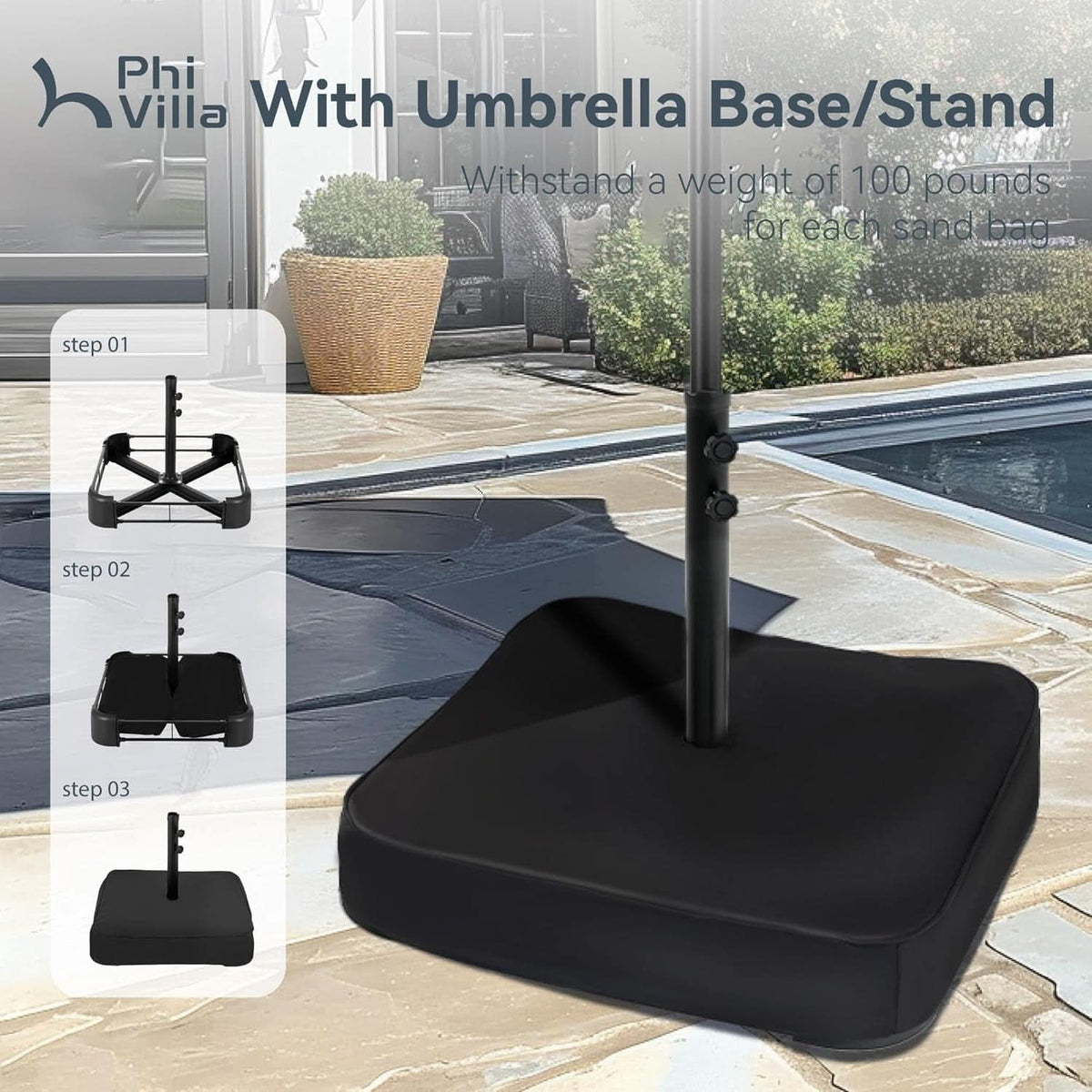 15 Foot Double Sided Patio Umbrella For Outdoor Shade