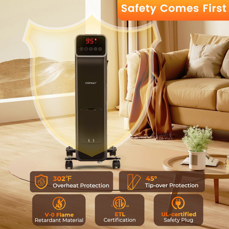1500W Oil Filled Radiator Heater With Remote Control