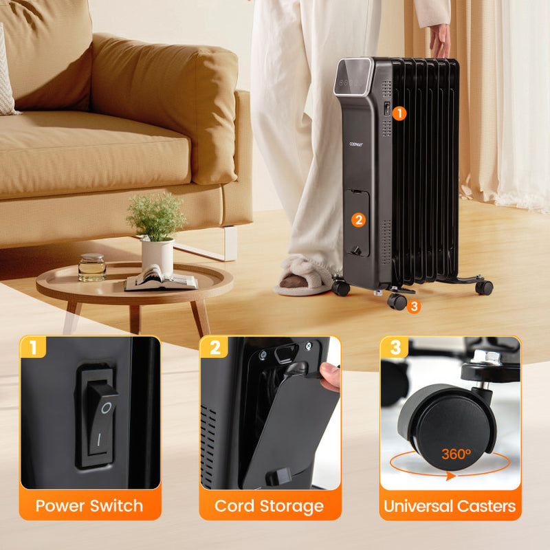 1500W Oil Filled Radiator Heater With Remote Control