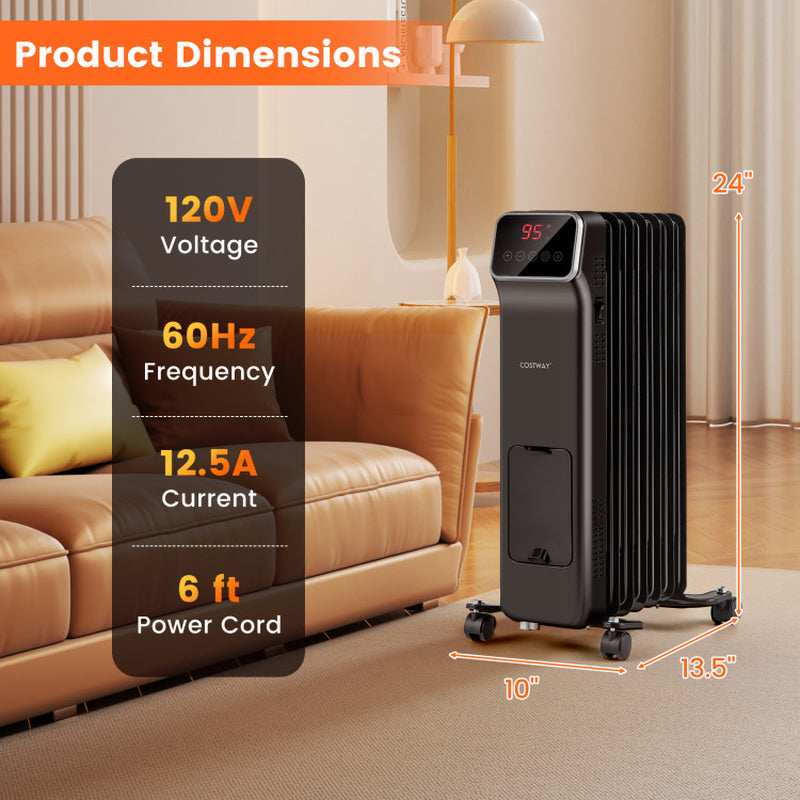 1500W Oil Filled Radiator Heater With Remote Control