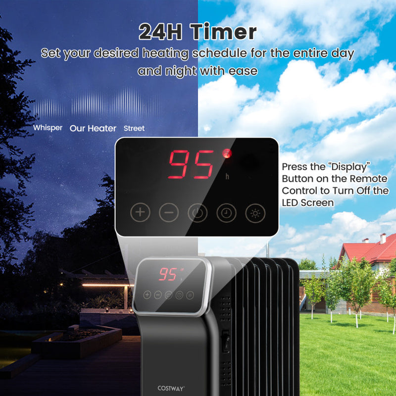 1500W Oil Filled Radiator Heater With Remote Control