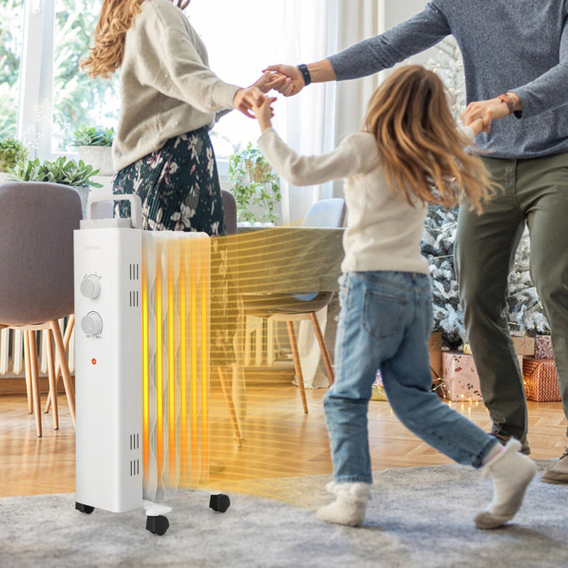 1500W Oil Filled Space Heater With Universal Wheels