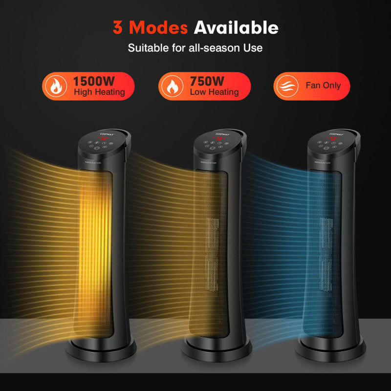 1500W PTC Ceramic Electric Space Heater With Remote Control