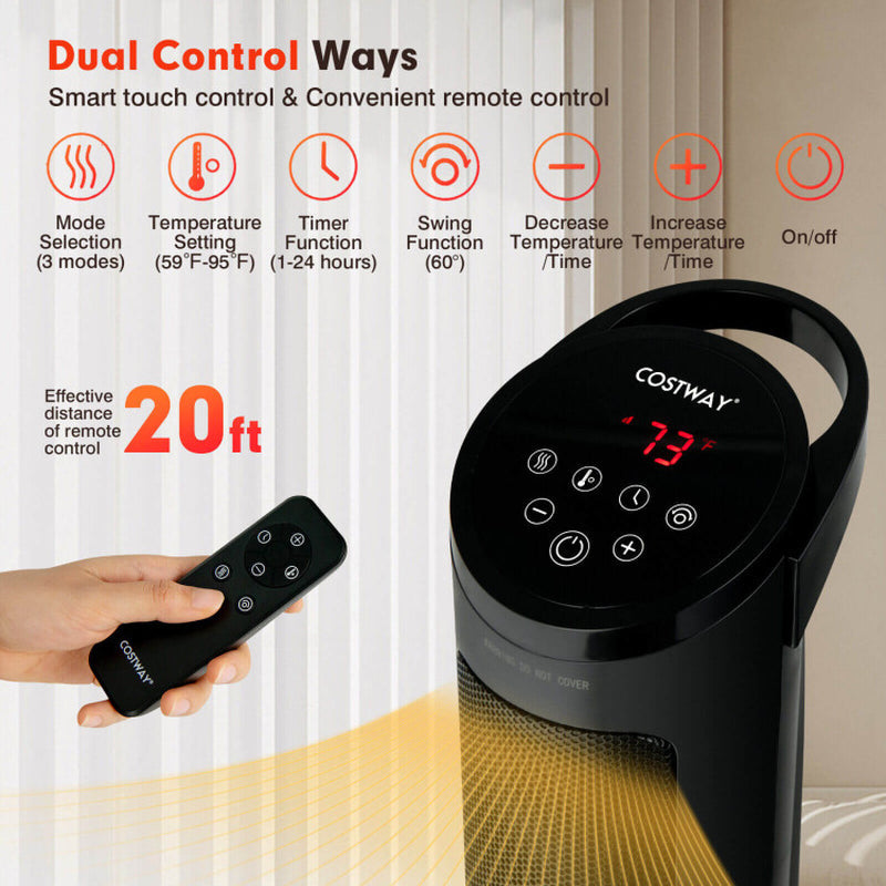 1500W PTC Ceramic Electric Space Heater With Remote Control