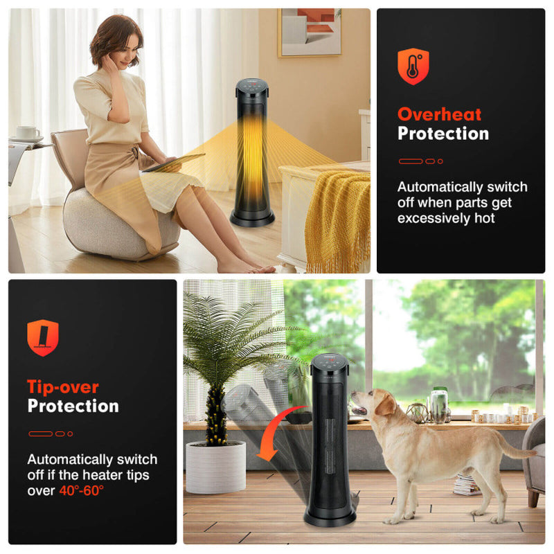 1500W PTC Ceramic Electric Space Heater With Remote Control