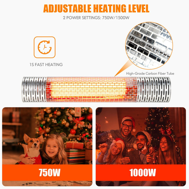 1500W Wall Mounted Infrared Heater Adjustable 750W To 1500W