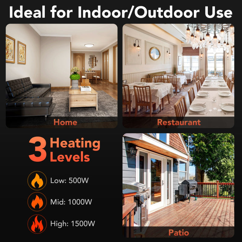 1500W Wall Mounted Infrared Heater With Remote Control