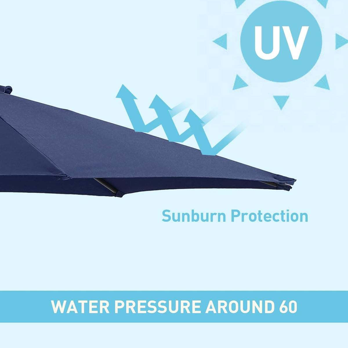 15Ft Blue Patio Umbrella With Base Crank Stand Included