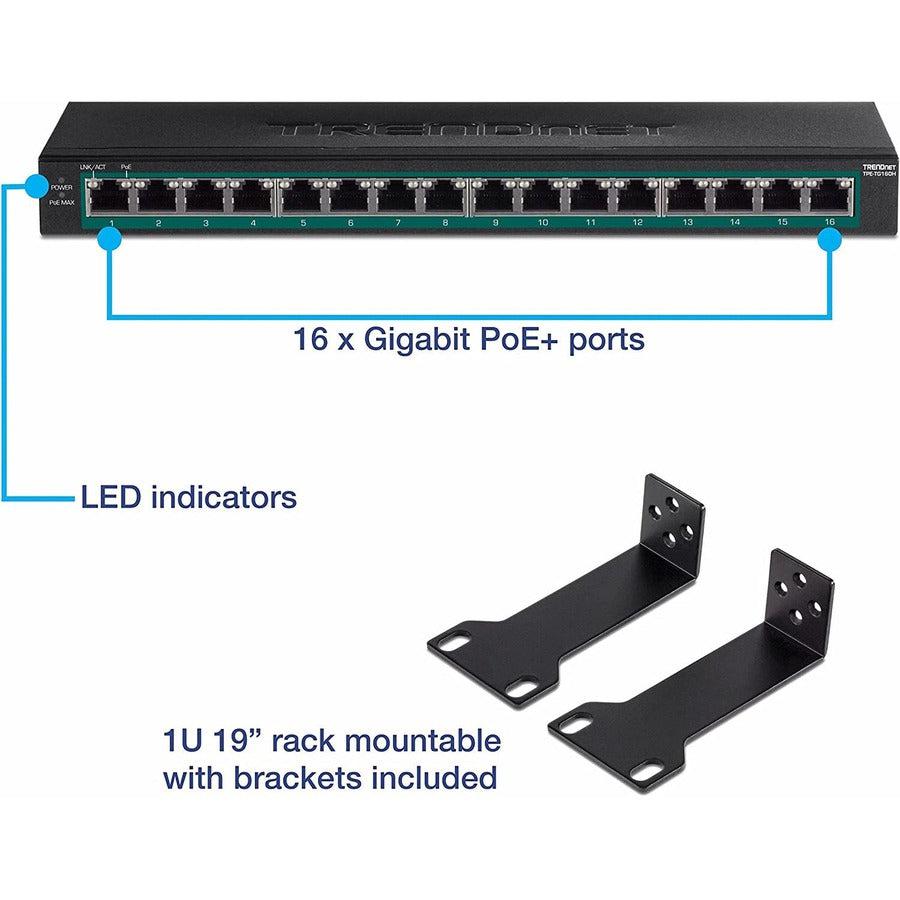 16-Port Gigabit PoE+ Switch - TRENDnet TPE-TG160H