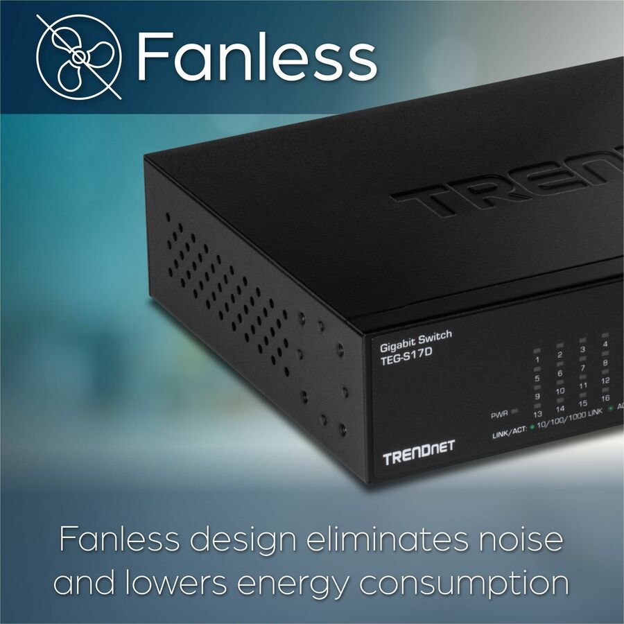 16 Port Gigabit Switch - Desktop Ethernet Switches for Small Business | TRENDnet TEG-S17D