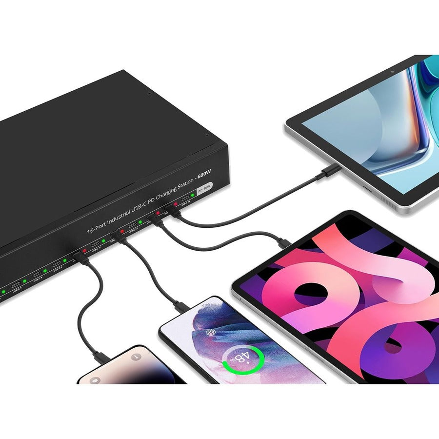 16-Port Industrial USB-C PD Charging Station - 600W - SIIG Industrial grade power charging