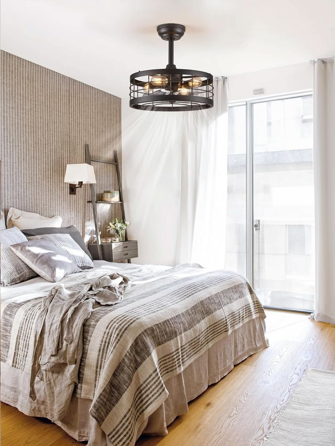 16.5 Inch Black Ceiling Fan Industrial Cage Design