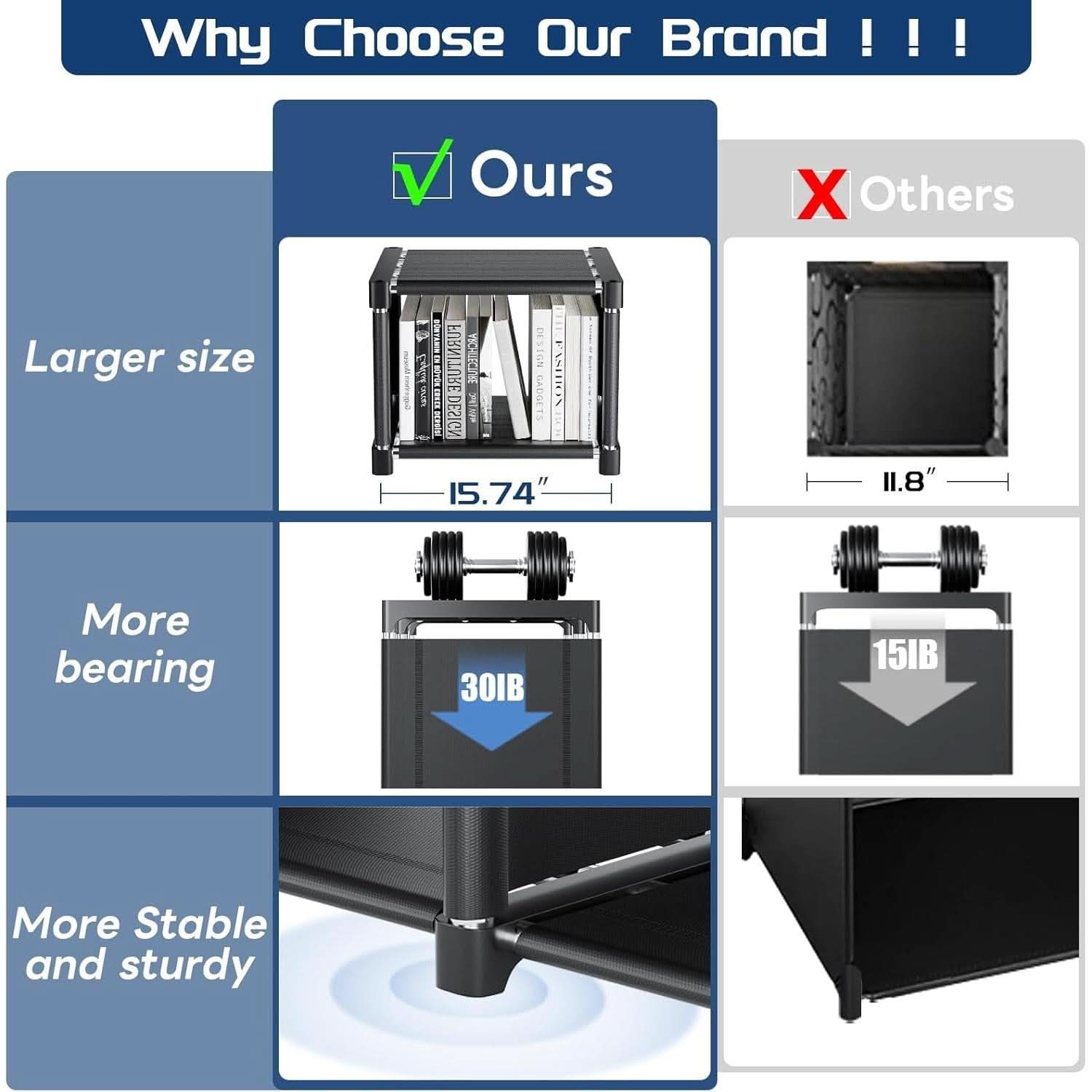 18 Cube Black Durable Bookcase With Storage Organizer