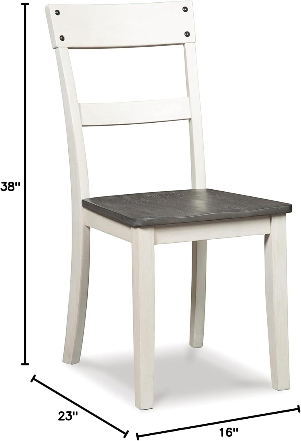 18 Inch Farmhouse Dining Chair White And Brown Set Of 2