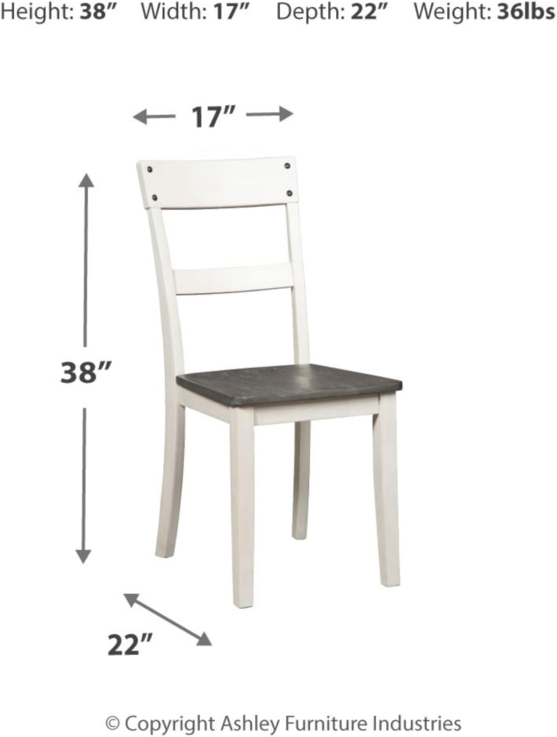 18 Inch Farmhouse Dining Chair White And Brown Set Of 2
