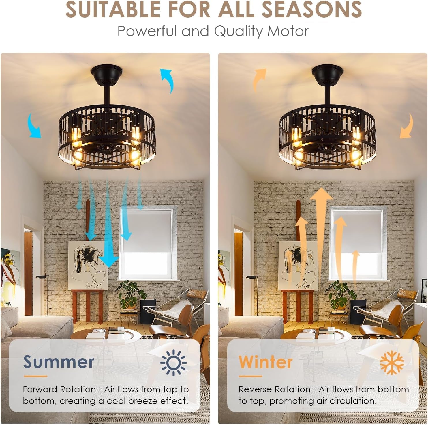 18 Inch Matte Black Caged Ceiling Fan With Led Lighting Remote Control Reversible Indoor Outdoor
