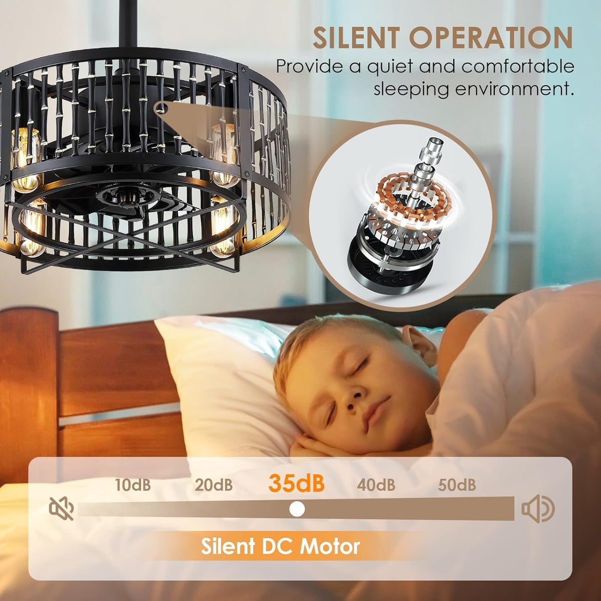 18 Inch Matte Black Caged Ceiling Fan With Led Lighting Remote Control Reversible Indoor Outdoor