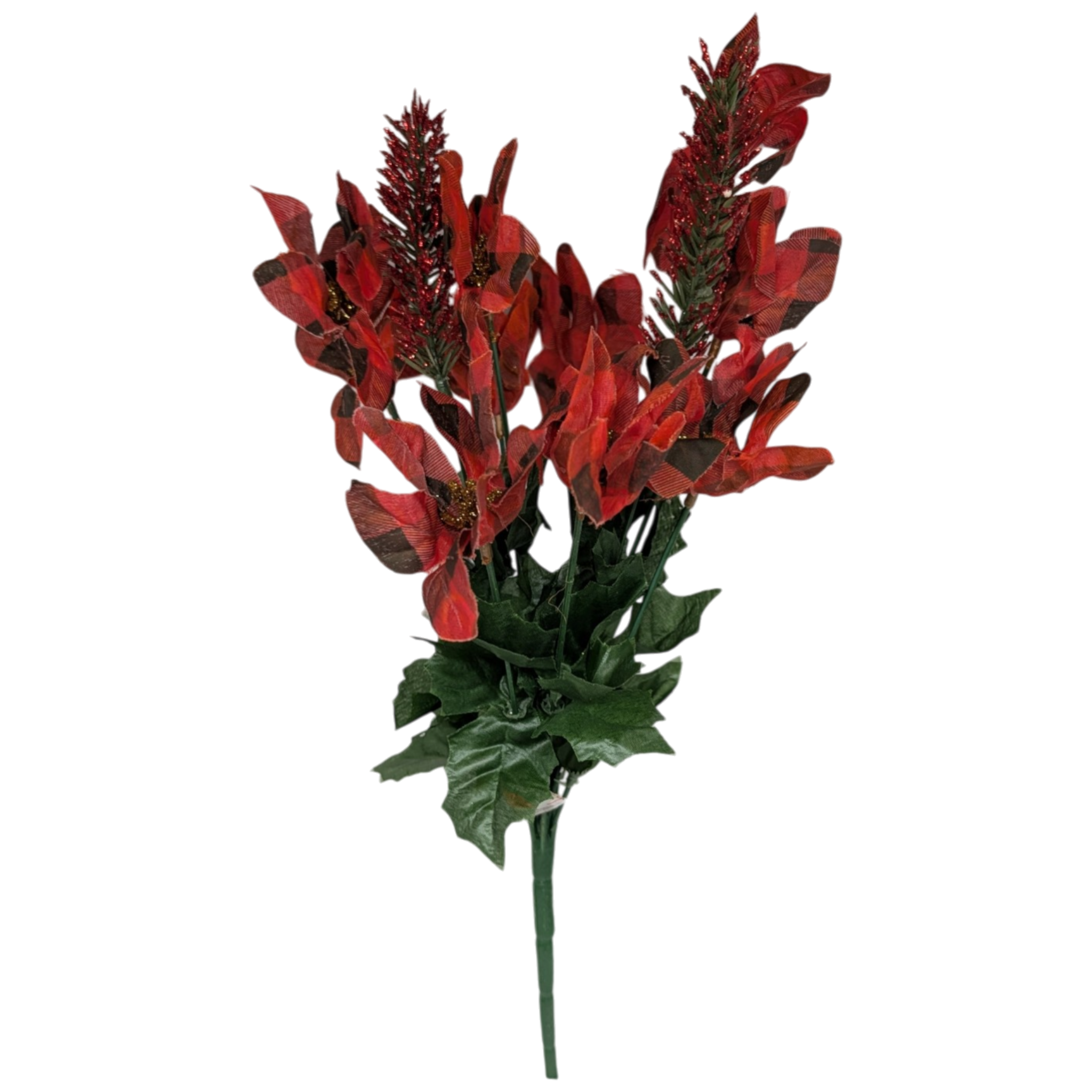 18-Inch Plaid Poinsettia Bush