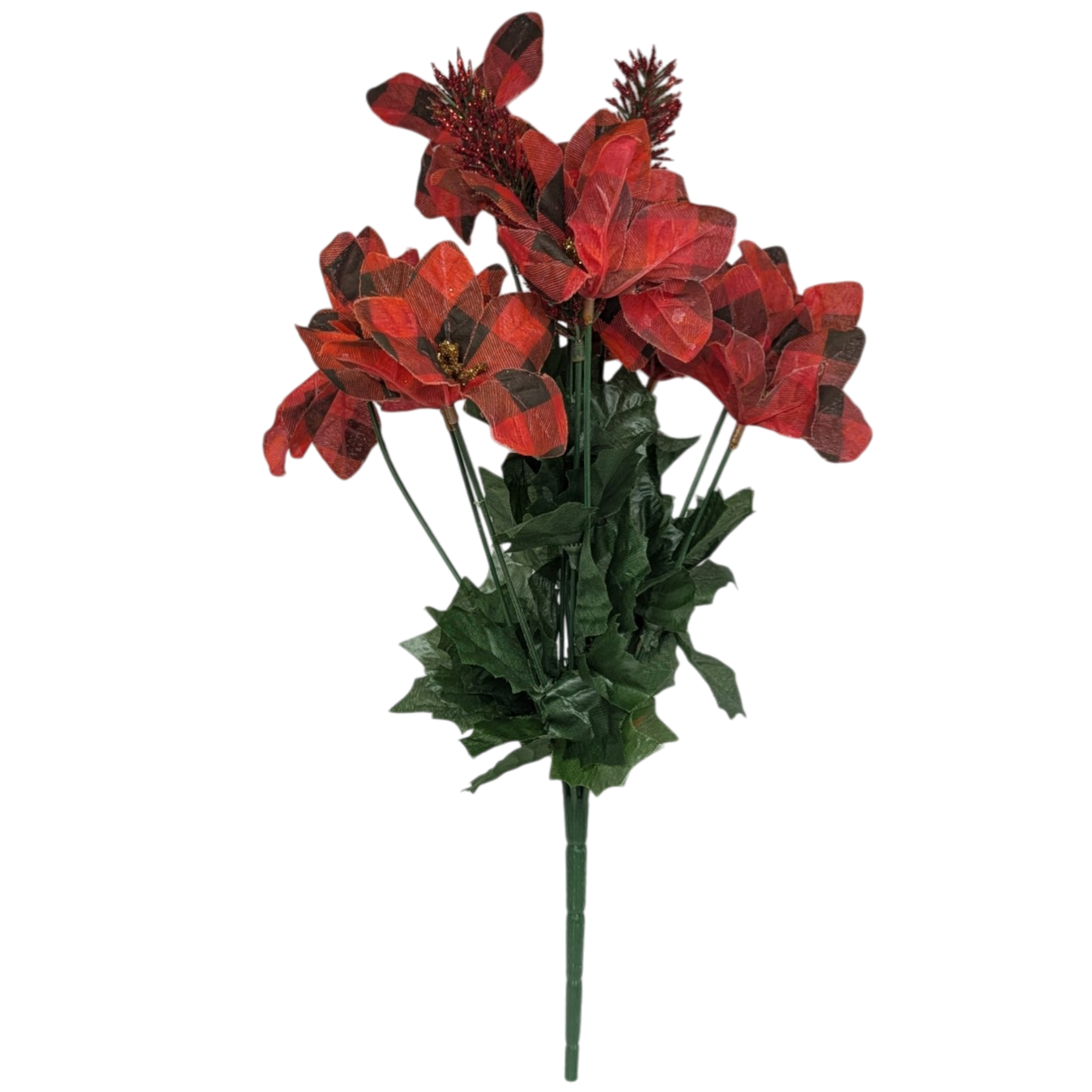 18-Inch Plaid Poinsettia Bush