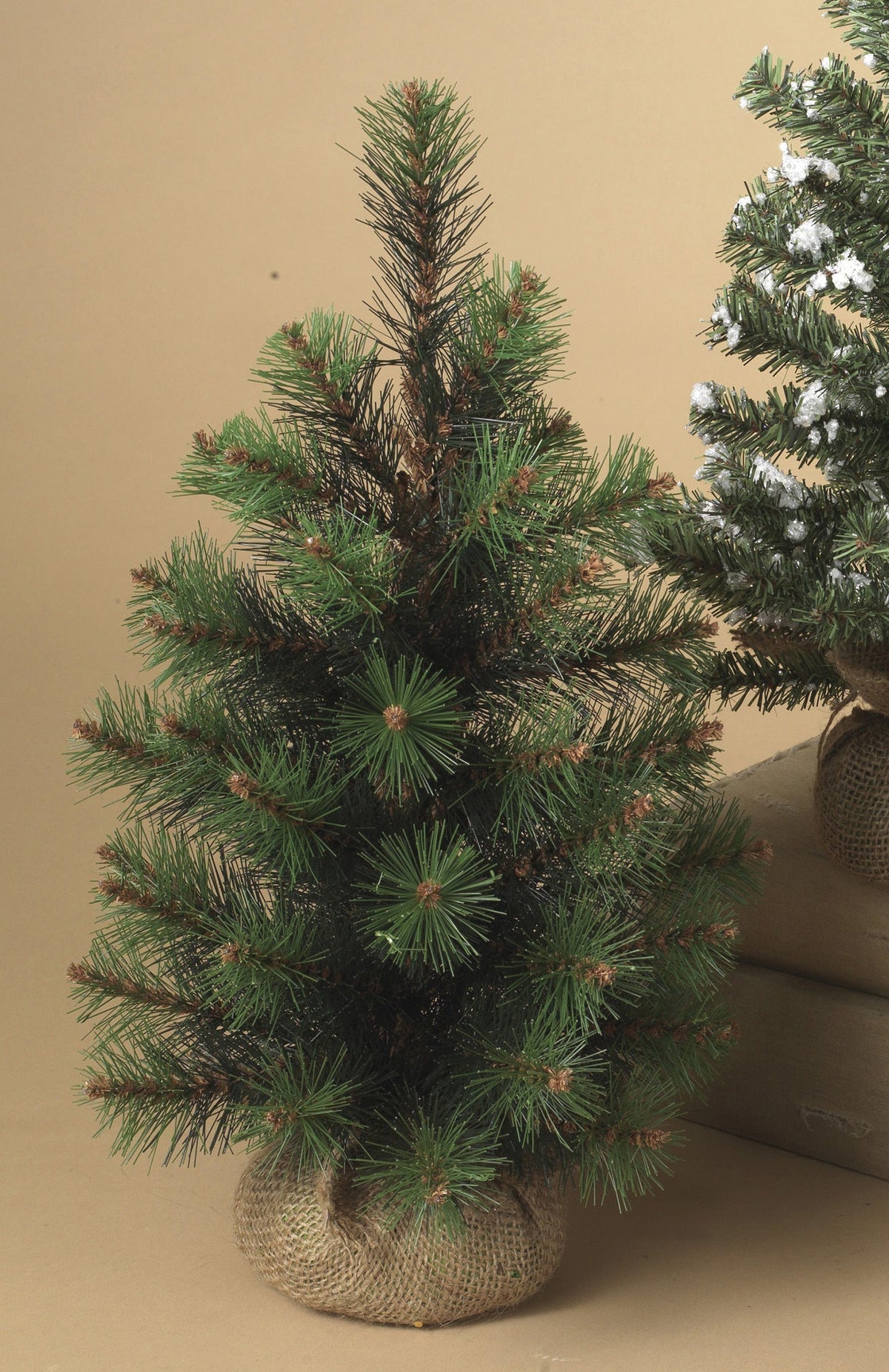 18 Inch Table top Tree in Burlap Base - Dark Green