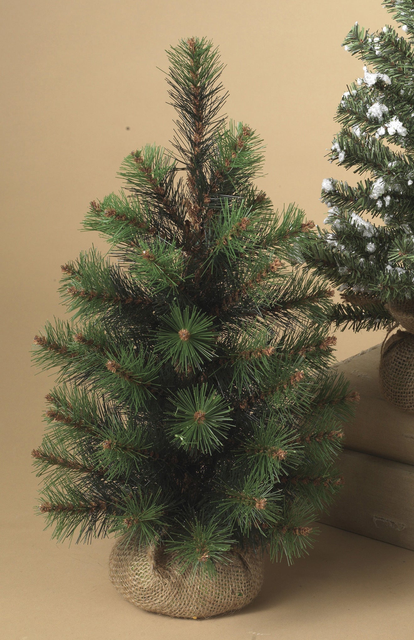 18 Inch Table top Tree in Burlap Base - Dark Green