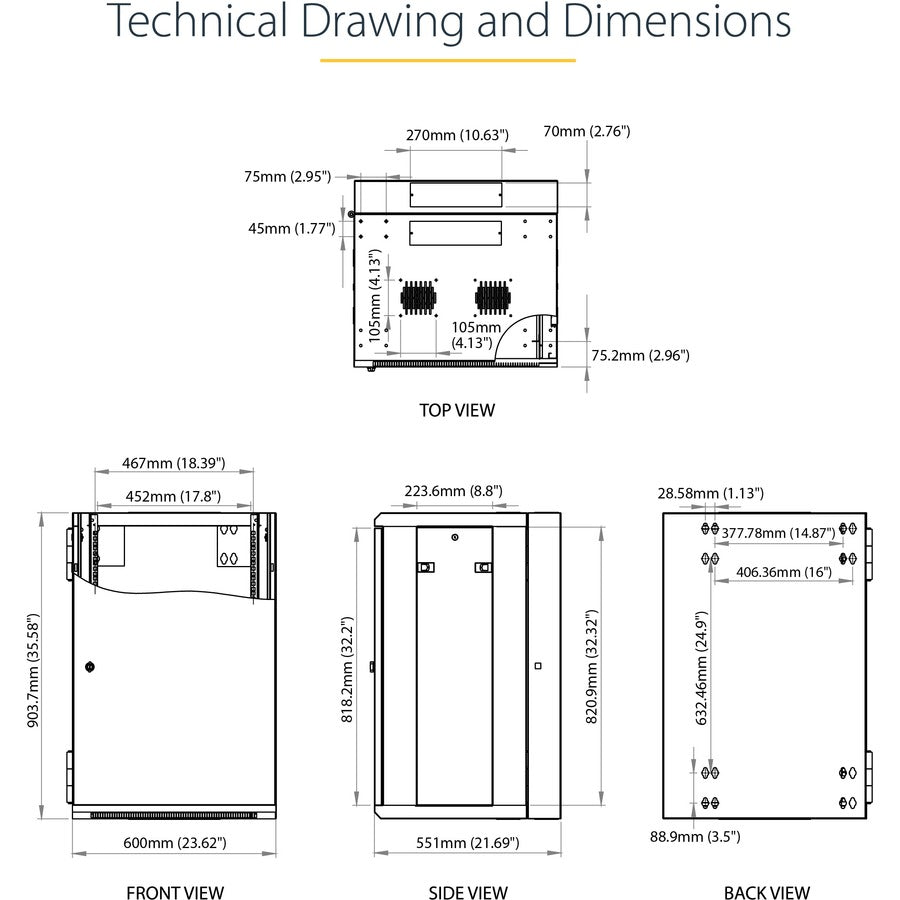 18U Wall Mount Server Rack - 4-Post Hinged Network Cabinet | StarTech.com RK1820WALHM