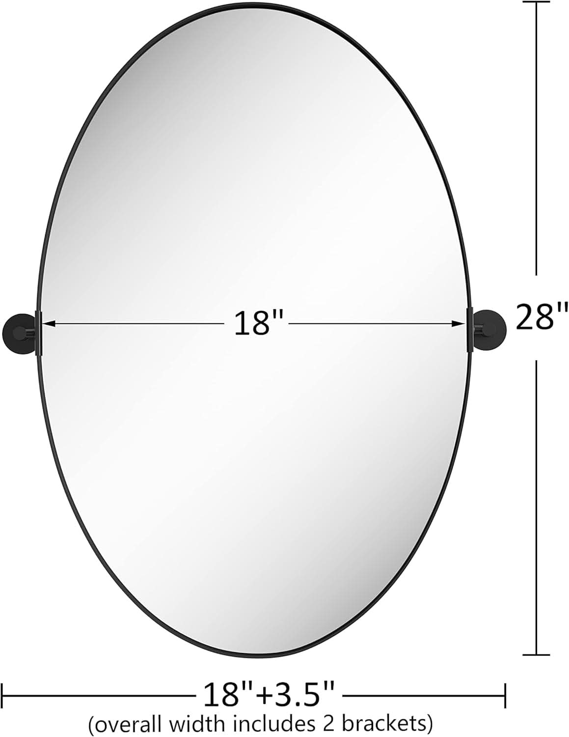 18x28 Black Oval Wall Mirror For Modern Home Decor In Bathrooms Hallways And Entryways